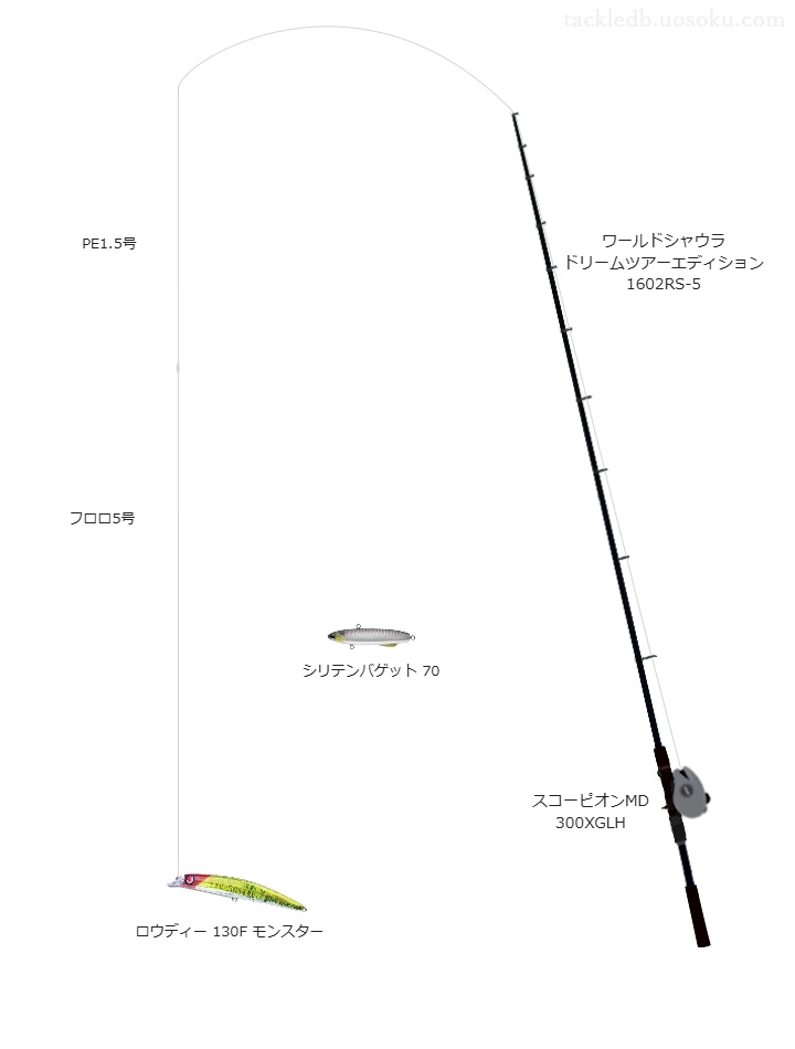 22.0gのルアーを扱うボートシーバスタックル【ワールドシャウラ ドリームツアーエディション 1602RS-5】