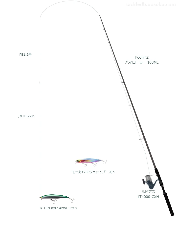 Foojin’Z ハイローラー 103MLとルビアス LT4000-CXHを組み合わせたシーバスタックル【仮想インプレ】