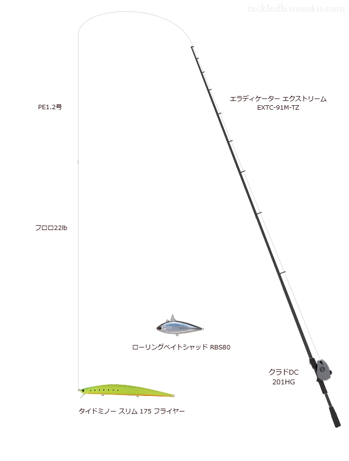 アブガルシアのエラディケーター エクストリーム EXTC-91M-TZを使用したシーバスタックル【仮想インプレ】