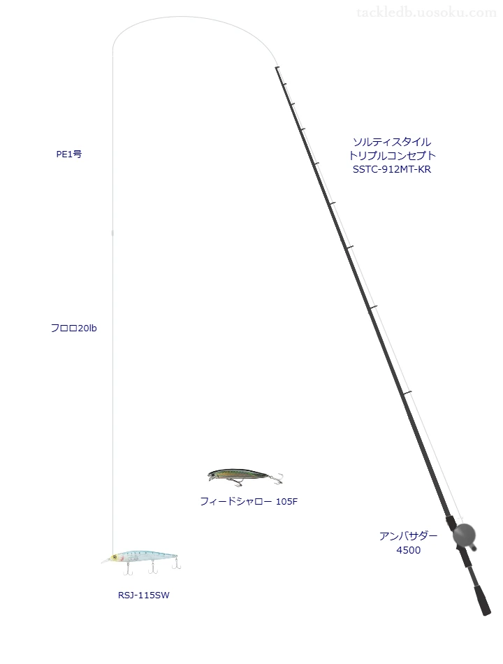 RSJ-115SWのためのシーバスタックル【ミノー】