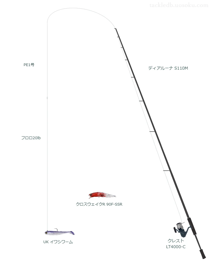 ディアルーナ S110MとPE1号ラインによるシーバスタックル