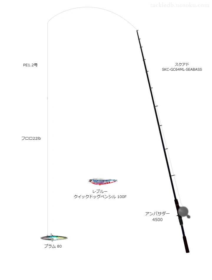 スクアド SKC-GC64ML-SEABASSとPE1.2号ラインによるボートシーバスタックル