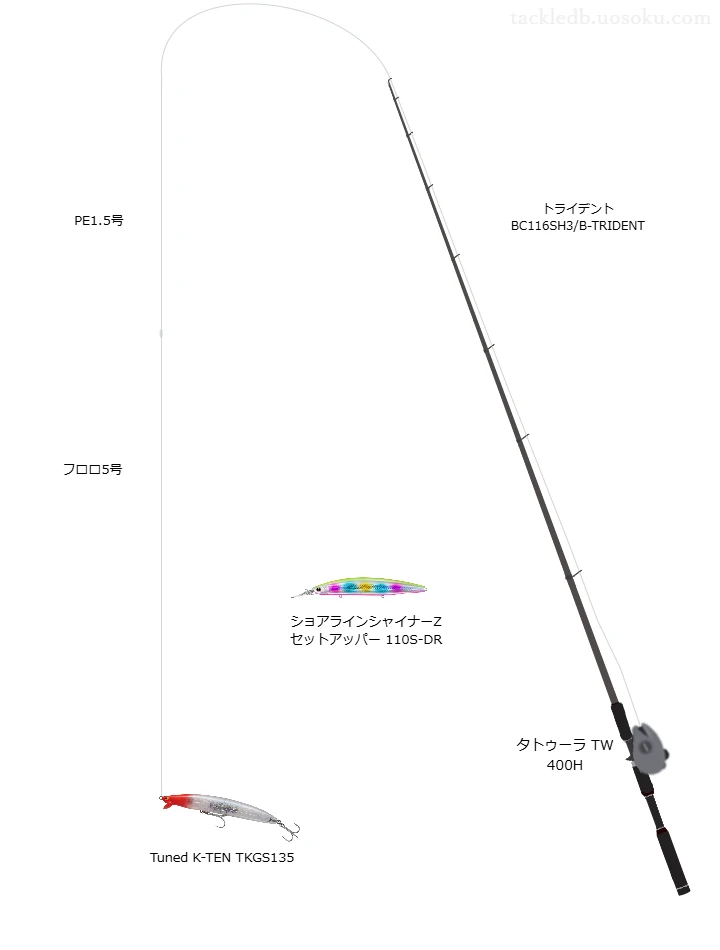 トライデント BC116SH3/B-TRIDENTとTuned K-TEN TKGS135による最強ヒラスズキタックル