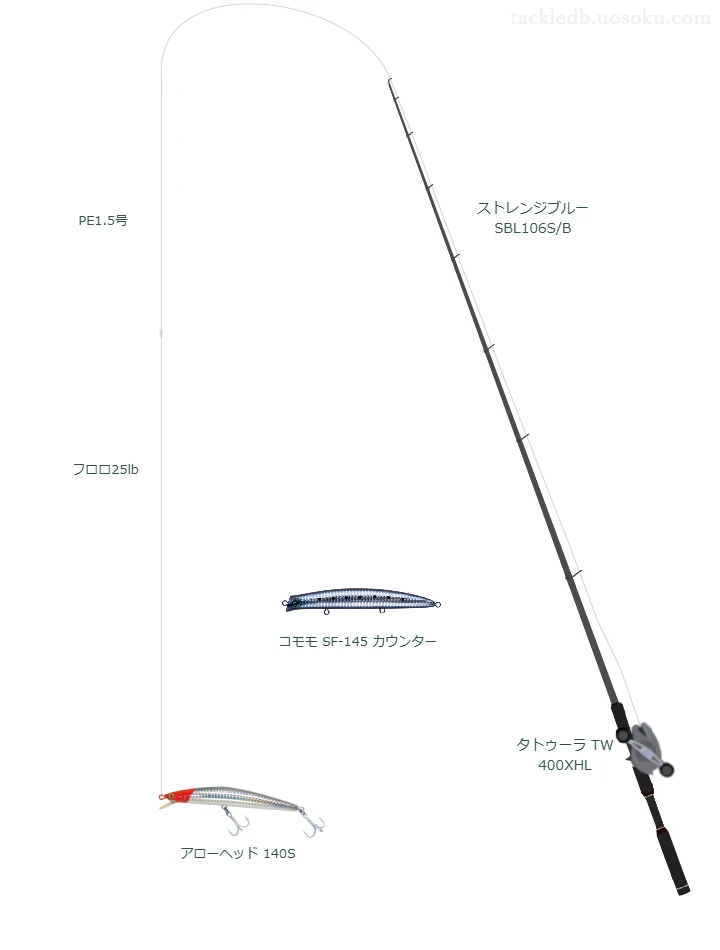 ピットブル G5 1.5号とソルティメイト システムショックリーダーFC 25lbを使用したヒラスズキタックル【ストレンジブルー SBL106S/B】