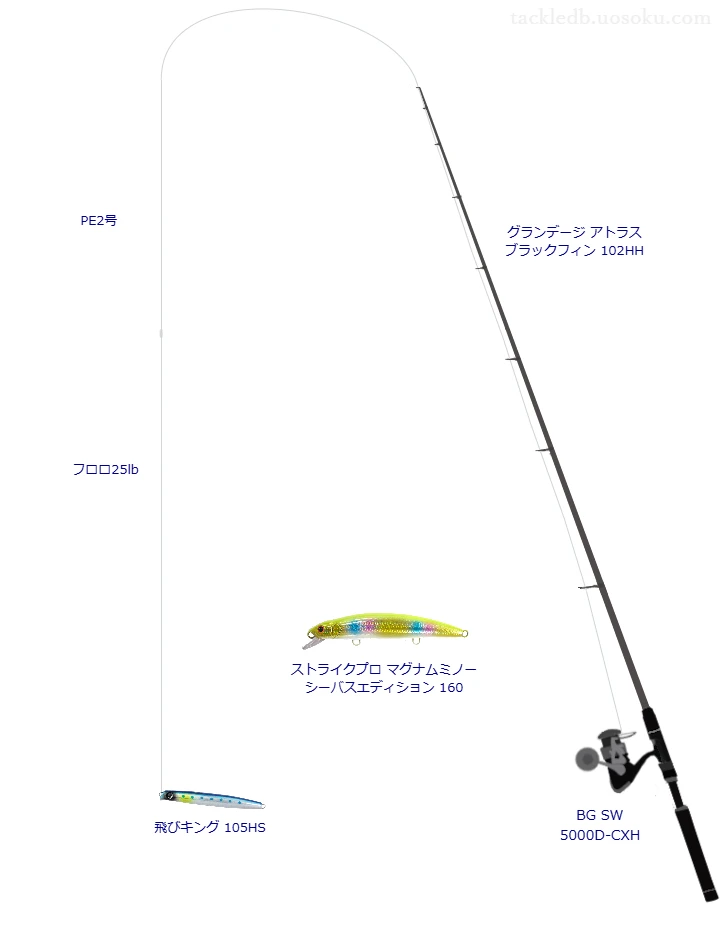 グランデージ アトラス ブラックフィン 102HHとペンシルによるヒラスズキタックル【Vインプレ】