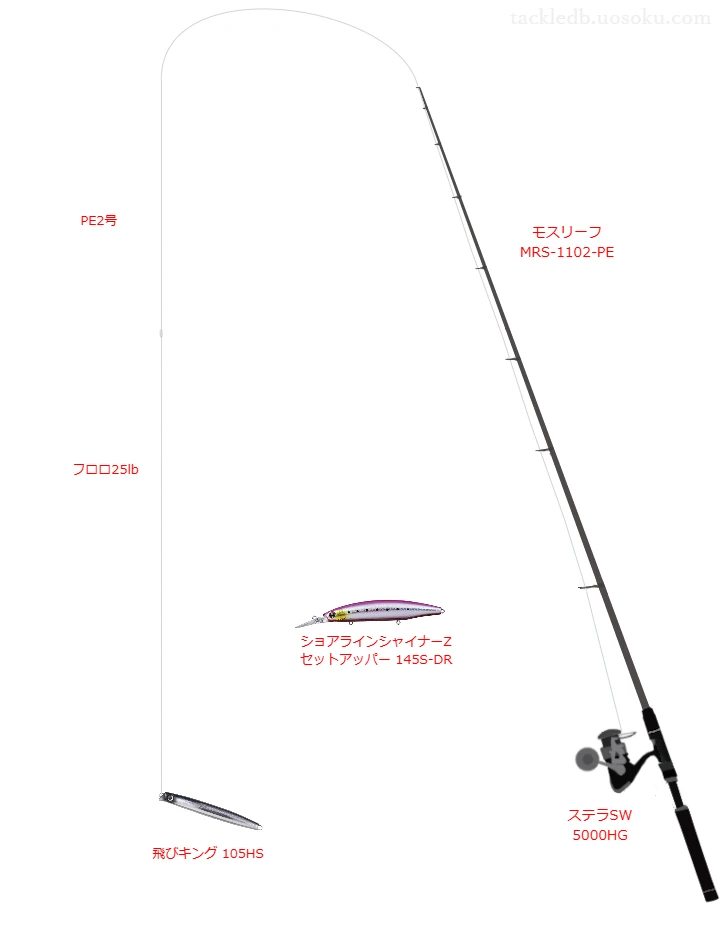 モスリーフ MRS-1102-PE,ステラSW 5000HG,ペンシルを使うヒラスズキタックル【仮想インプレ】