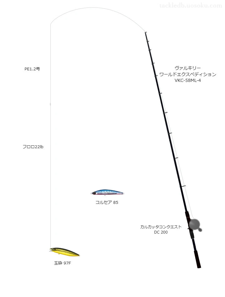 ヴァルキリー ワールドエクスペディション VKC-58ML-4とPE1.2号ラインによるボートシーバスタックル