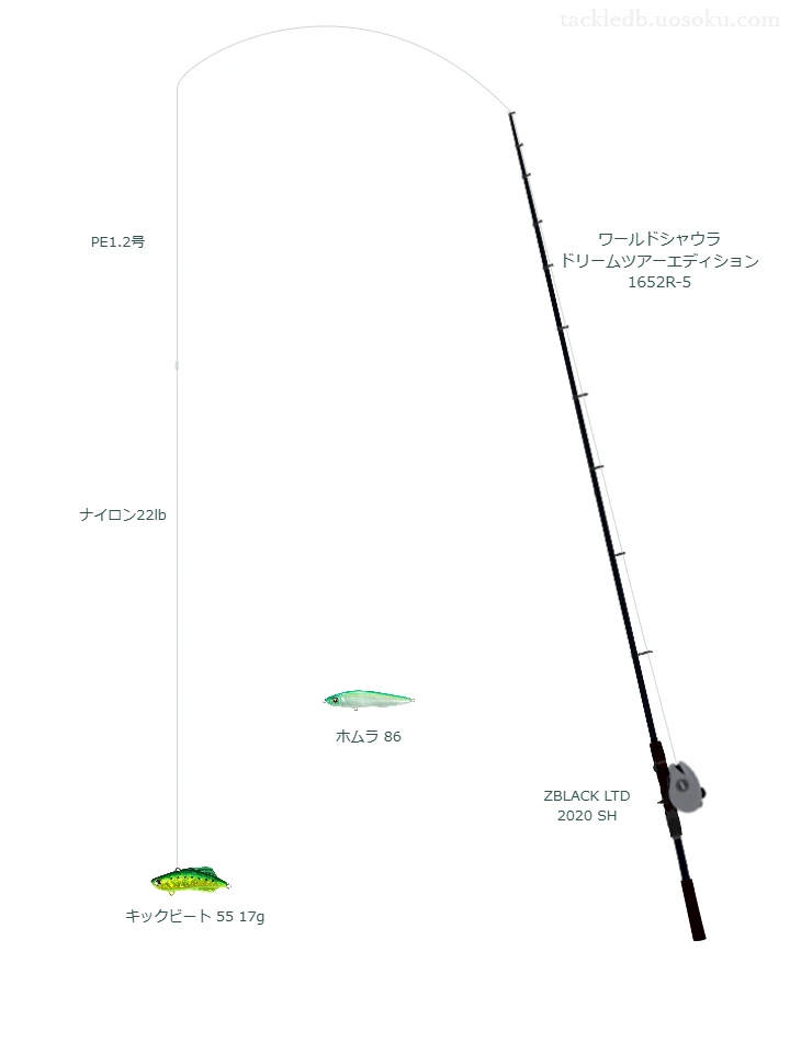 ワールドシャウラ ドリームツアーエディション 1652R-5とキックビート 55 17gによる最強ボートシーバスタックル
