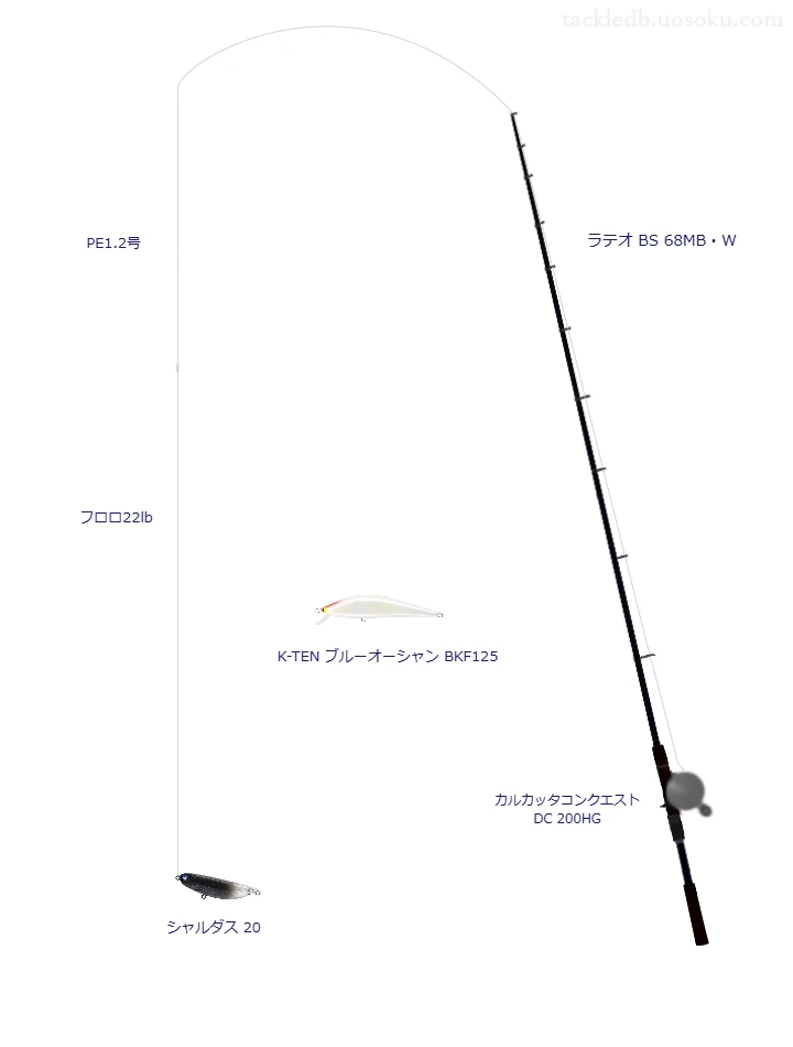 ラテオ BS 68MB・Wとカルカッタコンクエスト DC 200HG,PE1.2号によるボートシーバスタックル
