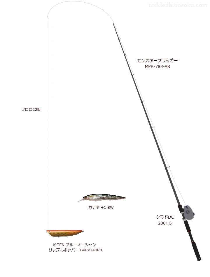 【宇佐一文字】リップルポッパー BKRP140R3を活かすシーバスタックル【仮想インプレ】