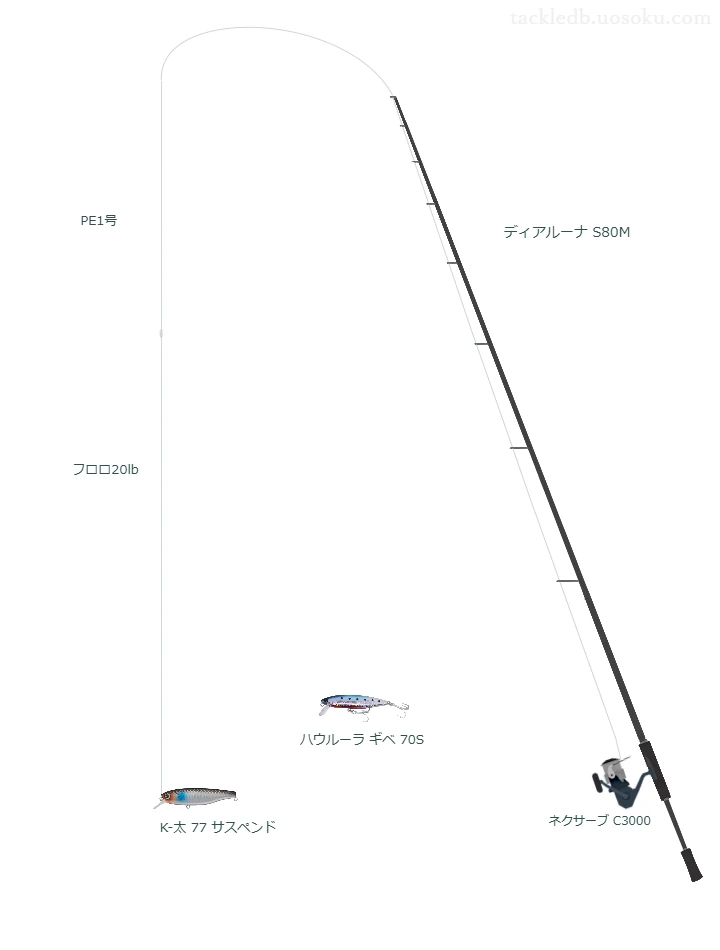 シマノのディアルーナ S80Mとネクサーブ C3000によるシーバスタックル【仮想インプレ】