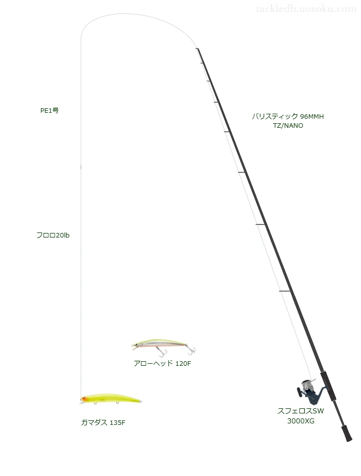 バリスティック 96MMH TZ/NANOとガマダス 135Fによる最強シーバスタックル