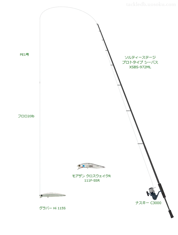 アブガルシアのソルティーステージ プロトタイプ シーバス XSBS-972MLとナスキー C3000によるシーバスタックル【仮想インプレ】