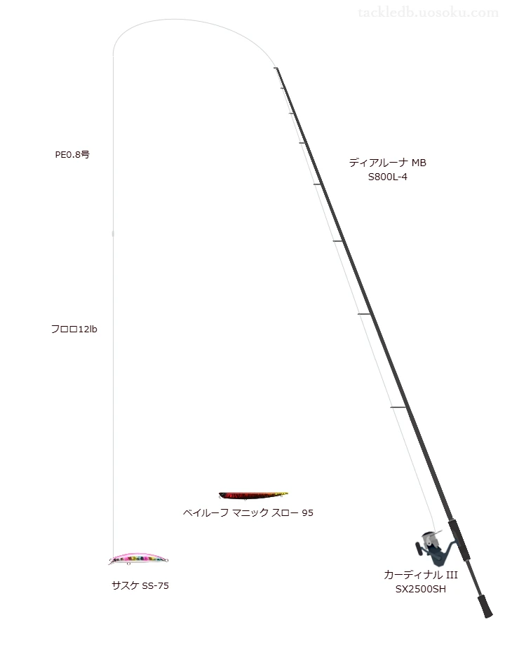 7.0gのルアーを扱うシーバスタックル【ディアルーナ MB S800L-4】