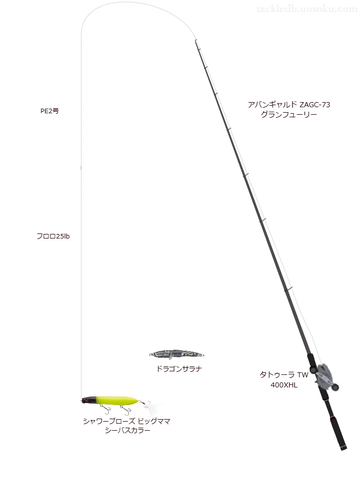 アバンギャルド ZAGC-73 グランフューリーとタトゥーラ TW 400XHLの調和によるシーバスタックル【仮想インプレ】