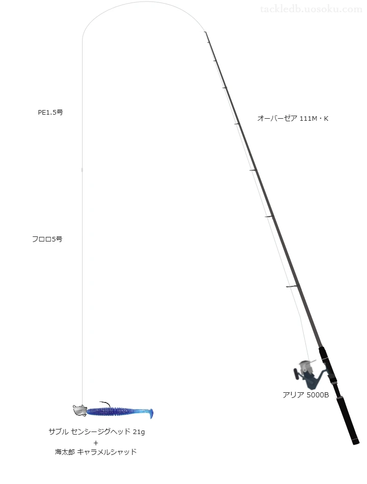 アリア 5000Bにオーバーゼア 111M・Kを合わせるサーフタックル