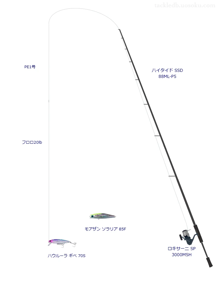 ハイタイド SSD 88ML-P5でミノーを使うシーバスタックル【仮想インプレ】