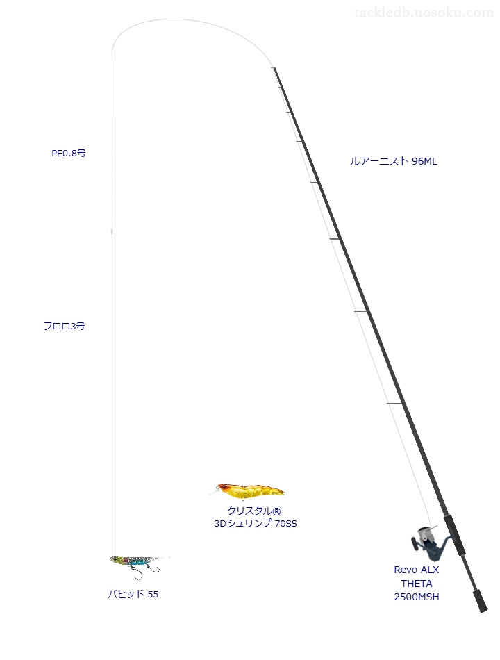 ルアーニスト 96MLとアブガルシアのリールでバヒッド 55を使用するタックル