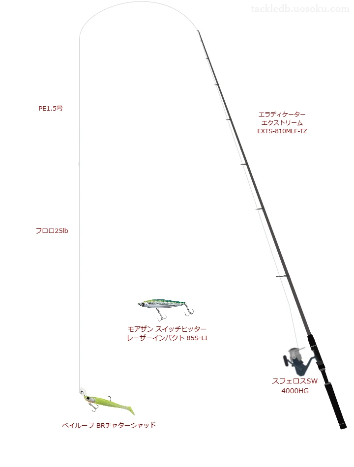 エラディケーター エクストリーム EXTS-810MLF-TZとスフェロスSW 4000HGによる高級シーバスタックル【仮想インプレ】