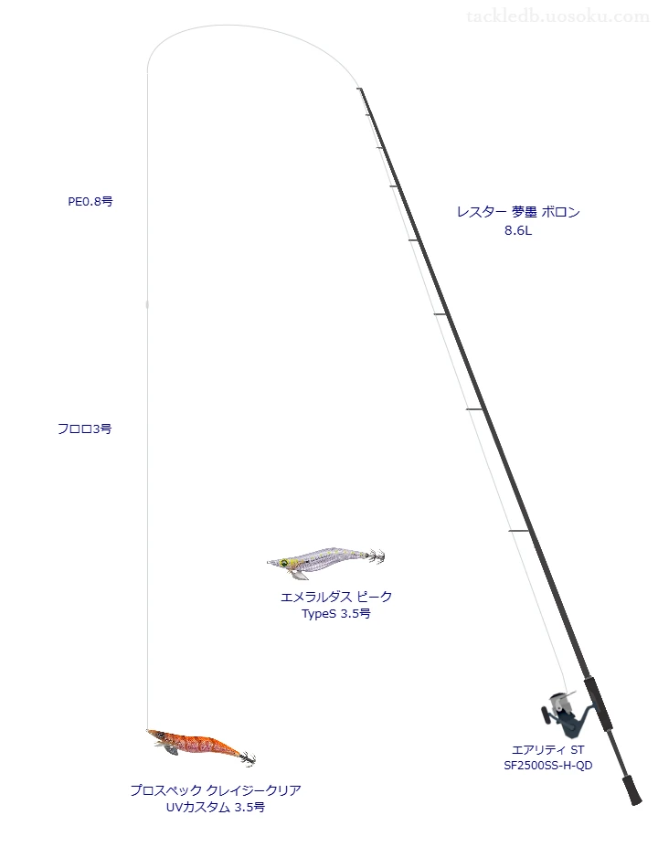 レスター 夢墨 ボロン 8.6Lとエアリティ ST SF2500SS-H-QDによる高級エギングタックル【仮想インプレ】