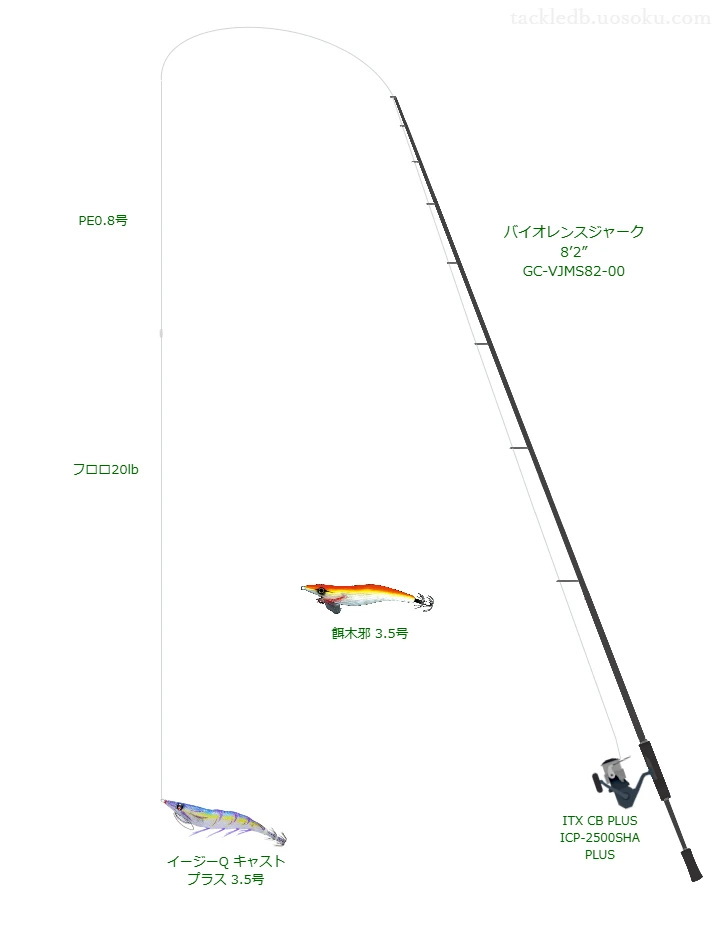 イージーQ® キャスト プラス 3.5号におすすめのエギングタックル【バイオレンスジャーク 8’2” GC-VJMS82-00】