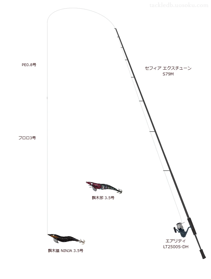 号数が3.5号程度のエギのためのエギングタックル【餌木猿 NINJA 3.5号】