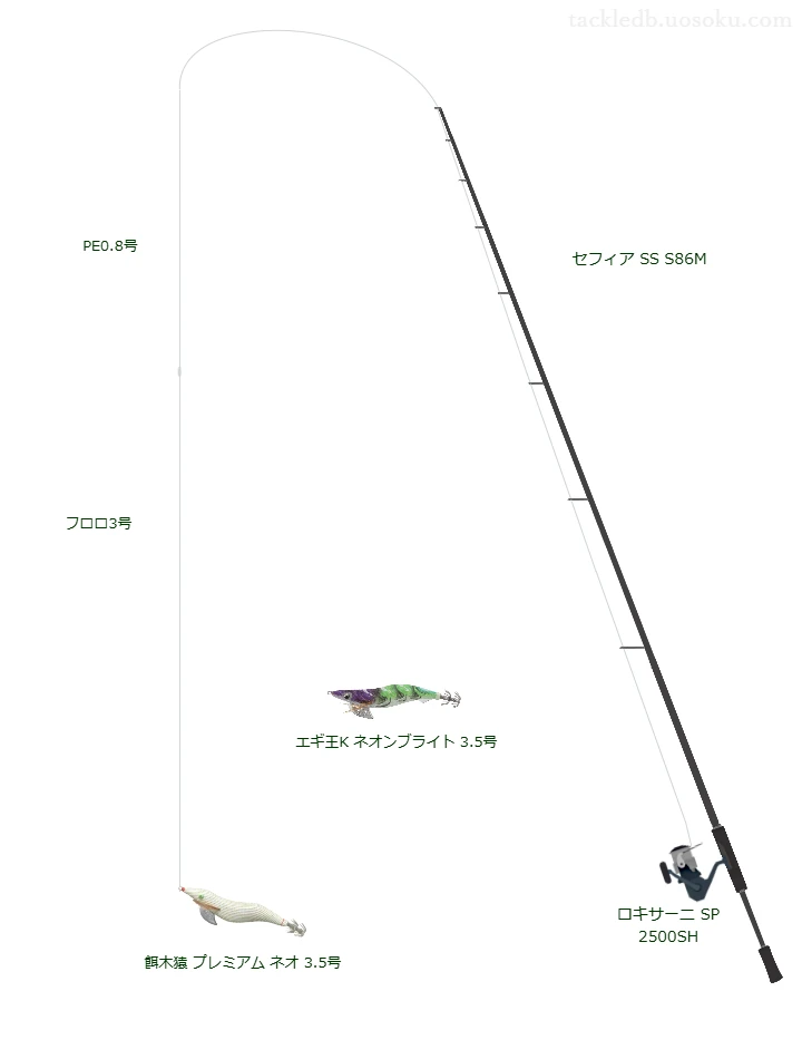 セフィア SS S86M,ロキサーニ SP 2500SH,を使うエギングタックル【仮想インプレ】