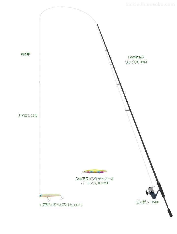 Foojin’RS リンクス 93Mとモアザン 3500による高級シーバスタックル【仮想インプレ】