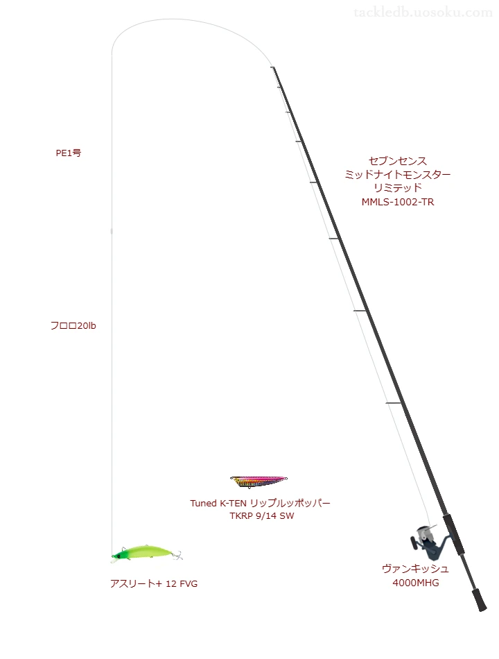 アスリート+ 12 FVGのためのスピニングタックル。Gクラフトのロッドとシマノのリール