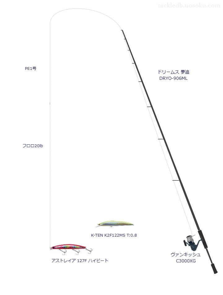ドリームス 夢追 DRYO-906MLとPE1号ラインによるシーバスタックル
