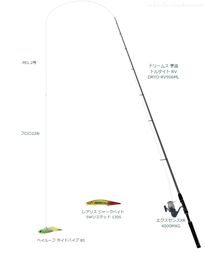 タイドバイブ 80におすすめのシーバスタックル【ドリームス 夢追 トルザイト RV DRYO-RV906ML】