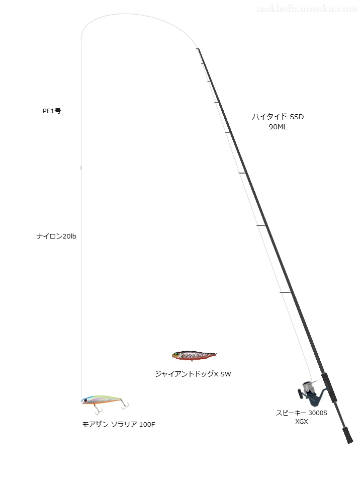 ハイタイド SSD 90MLとスピーキー 3000S XGXによる中価格帯シーバスタックル【仮想インプレ】