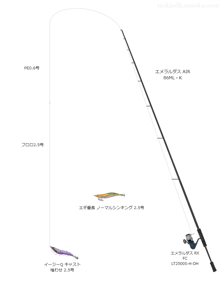 号数が2.5号程度のエギのためのエギングタックル【イージーQ® キャスト 喰わせ 2.5号】