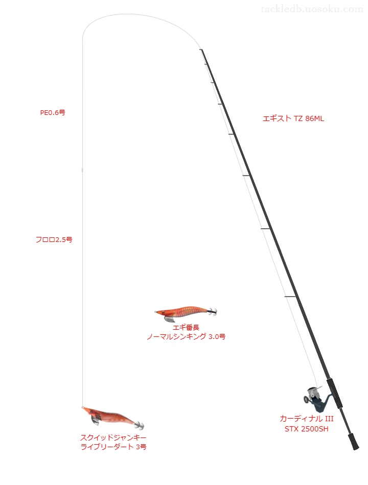 エギスト TZ 86MLとカーディナル III STX 2500SHを組み合わせたエギングタックル【仮想インプレ】