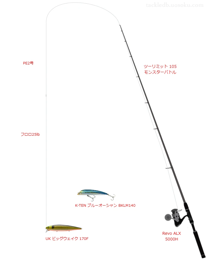UK ビッグウェイク 170Fのためのシーバスタックル【ウェイクベイト】