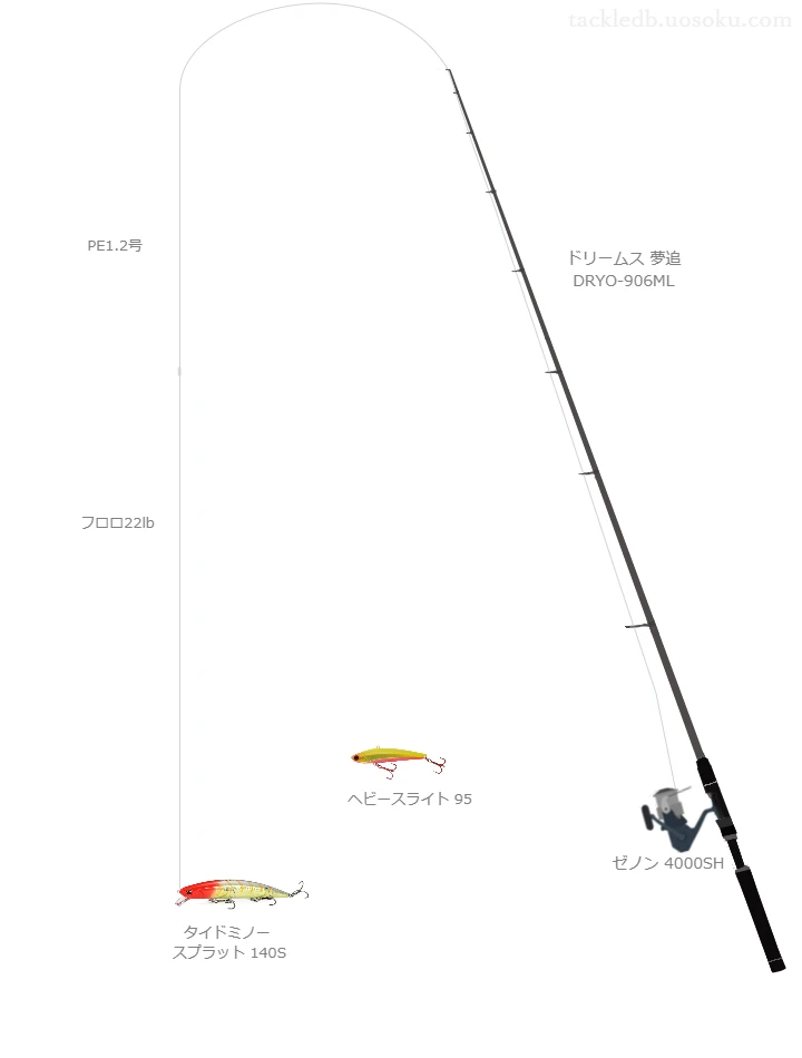 ショアシーバスに関するタックル、仕掛け図解