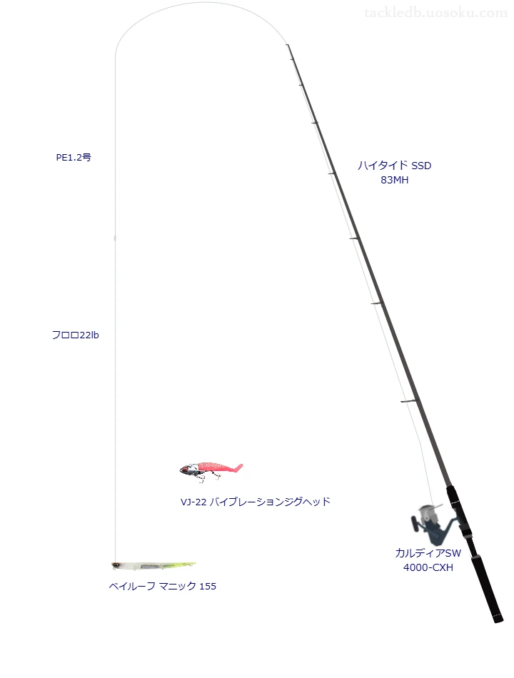 ハイタイド SSD 83MHとカルディアSW 4000-CXH,マニック 155によるシーバスタックル【仮想インプレ】