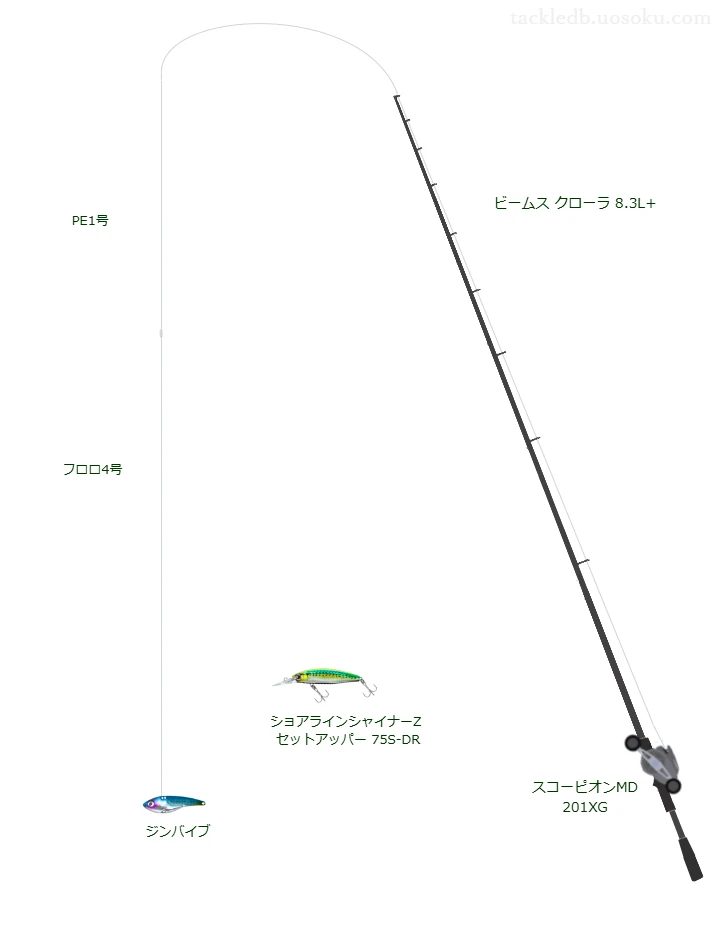 ジンバイブのためのベイトタックル。Fishmanのロッドとシマノのリール