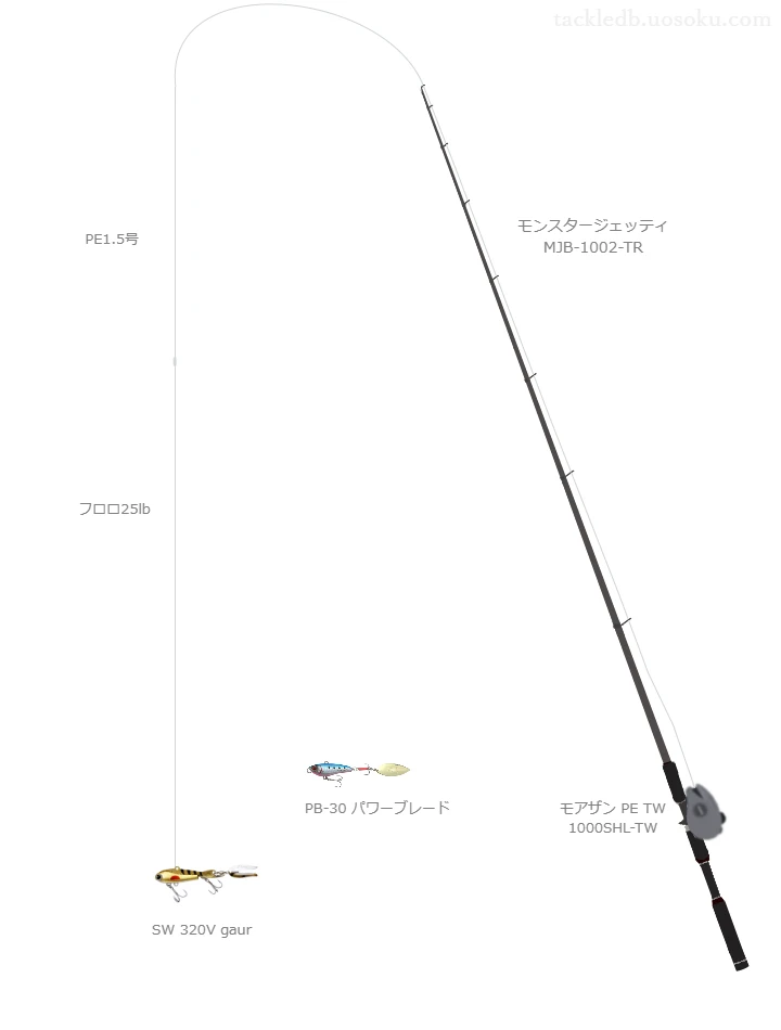 モンスタージェッティ MJB-1002-TRとダイワのリールでSW 320V gaurを使用するタックル