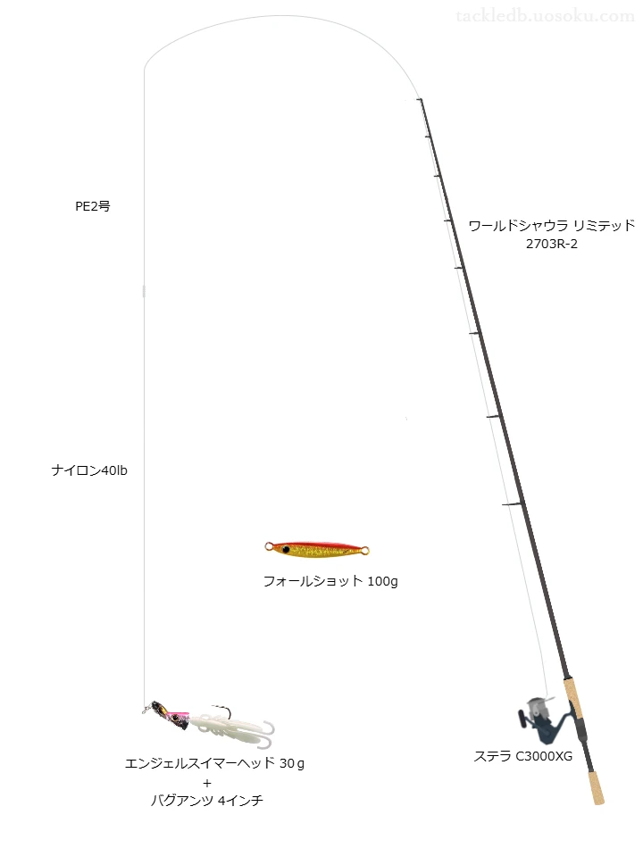 ロックショアゲームに関するタックル、仕掛け図解