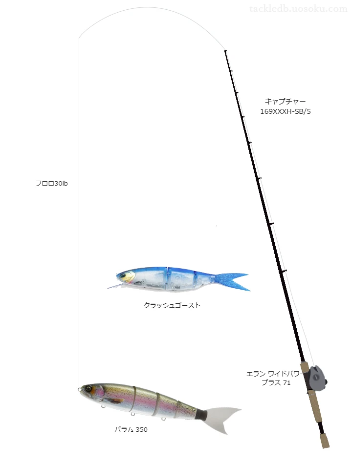 キャプチャー 169XXXH-SB/5とエラン ワイドパワー プラス 71の調和によるバス釣りタックル【仮想インプレ】