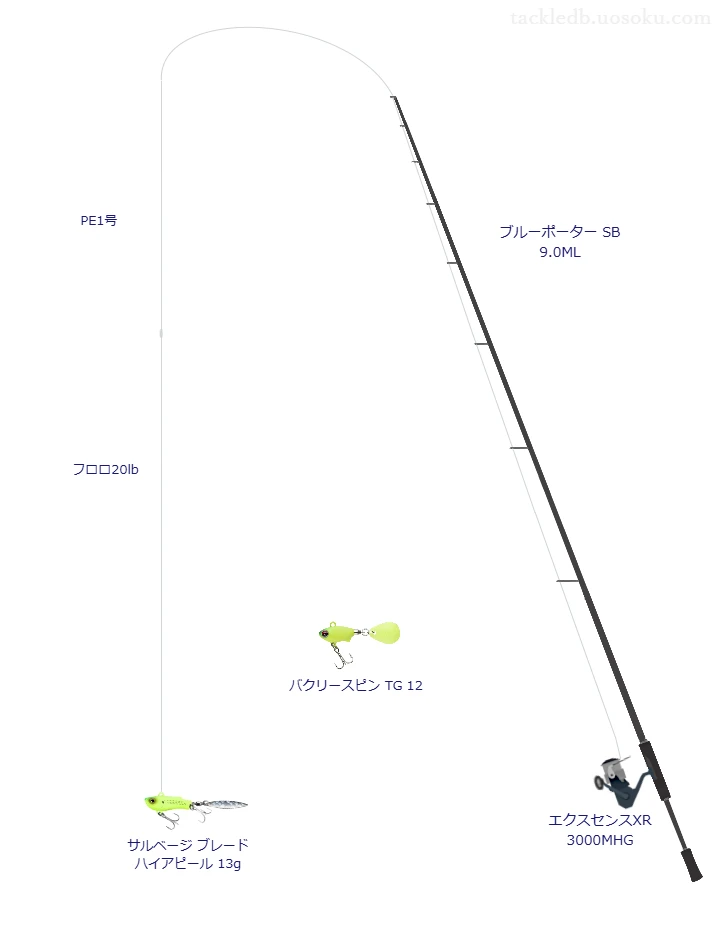 ブルーポーター SB 9.0MLでスピンテールジグを使うシーバスタックル【仮想インプレ】