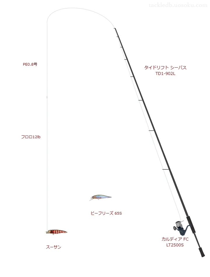 タイドリフト シーバス TD1-902Lとダイワのリールでスーサンを使用するタックル