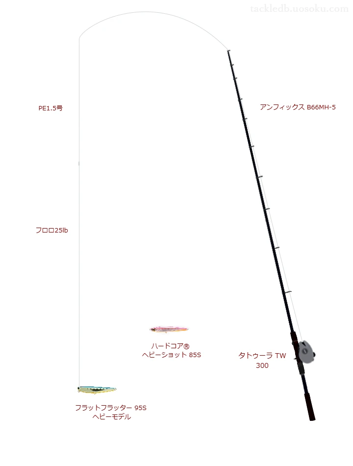 アンフィックス B66MH-5とタトゥーラ TW 300を組み合わせたシーバスタックル【仮想インプレ】