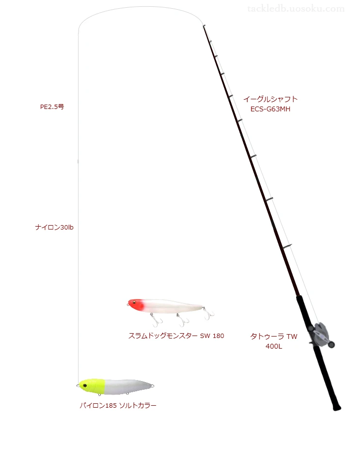 ウエイトが115.0g程度のルアーのためのボートシーバスタックル【パイロン185 ソルトカラー】