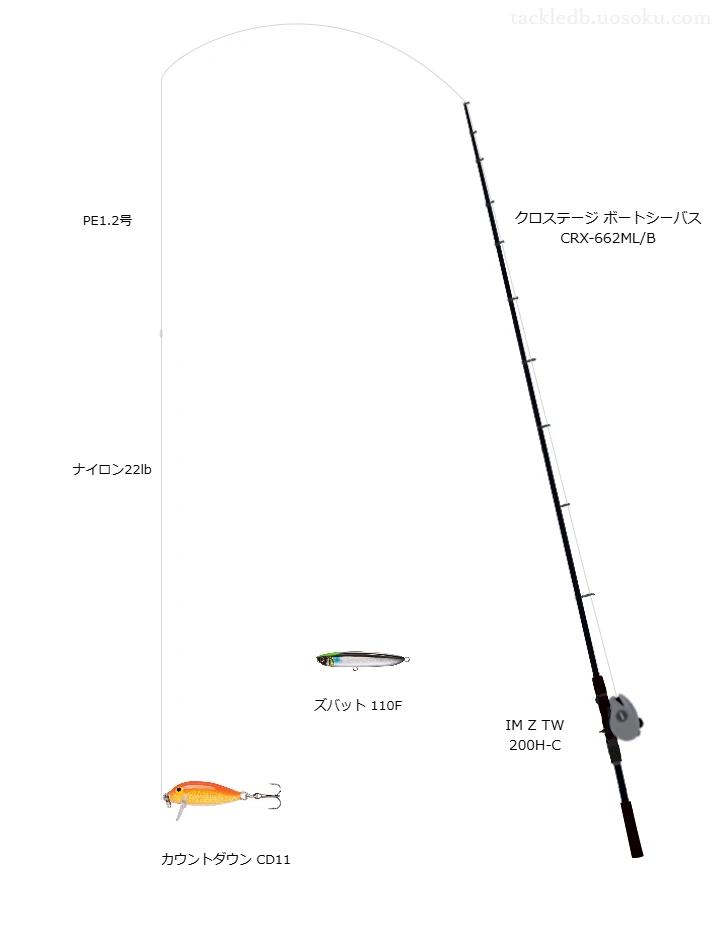 ウエイトが16.0g程度のルアーのためのボートシーバスタックル【カウントダウン CD11】