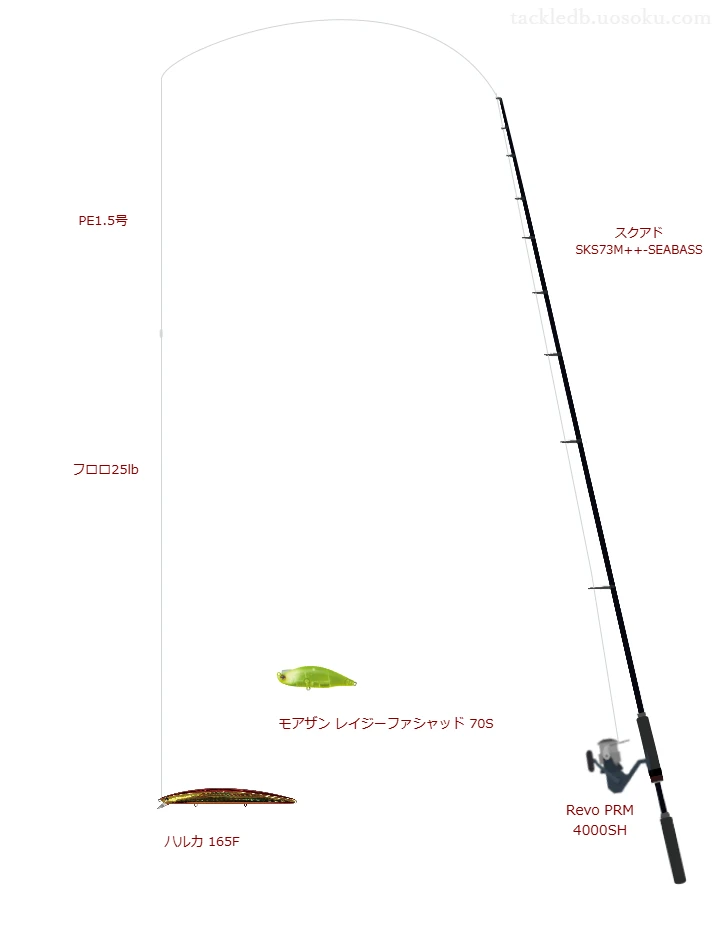 ハルカ 165Fにおすすめのシーバスタックル【スクアド SKS73M++-SEABASS】