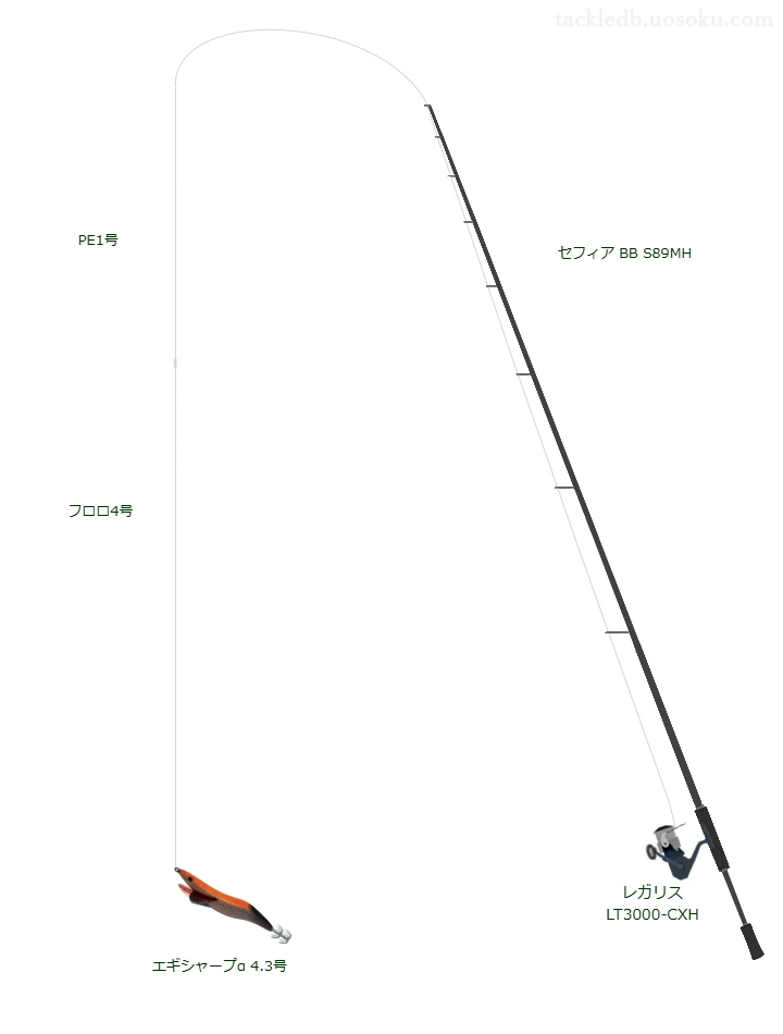 セフィア BB S89MH,レガリス LT3000-CXH,を使うエギングタックル【仮想インプレ】