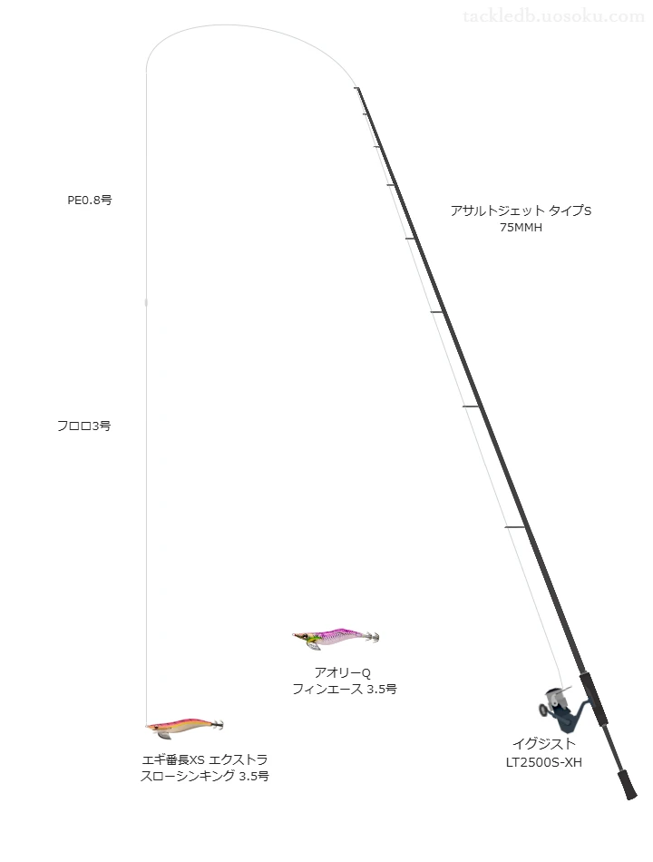 アサルトジェット タイプS 75MMHとイグジスト LT2500S-XHによる高級エギングタックル【仮想インプレ】