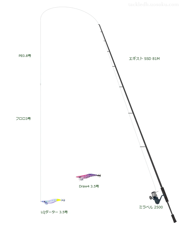 【堤防】LQダーター 3.5号のためのエギングタックル【エギスト SSD 81M】